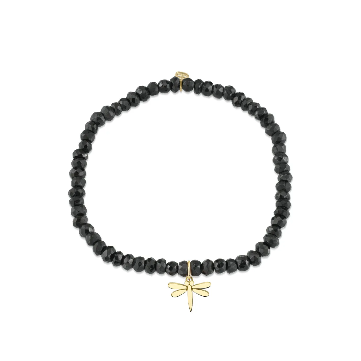 Pure Gold Tiny Dragonfly on Black Spinel