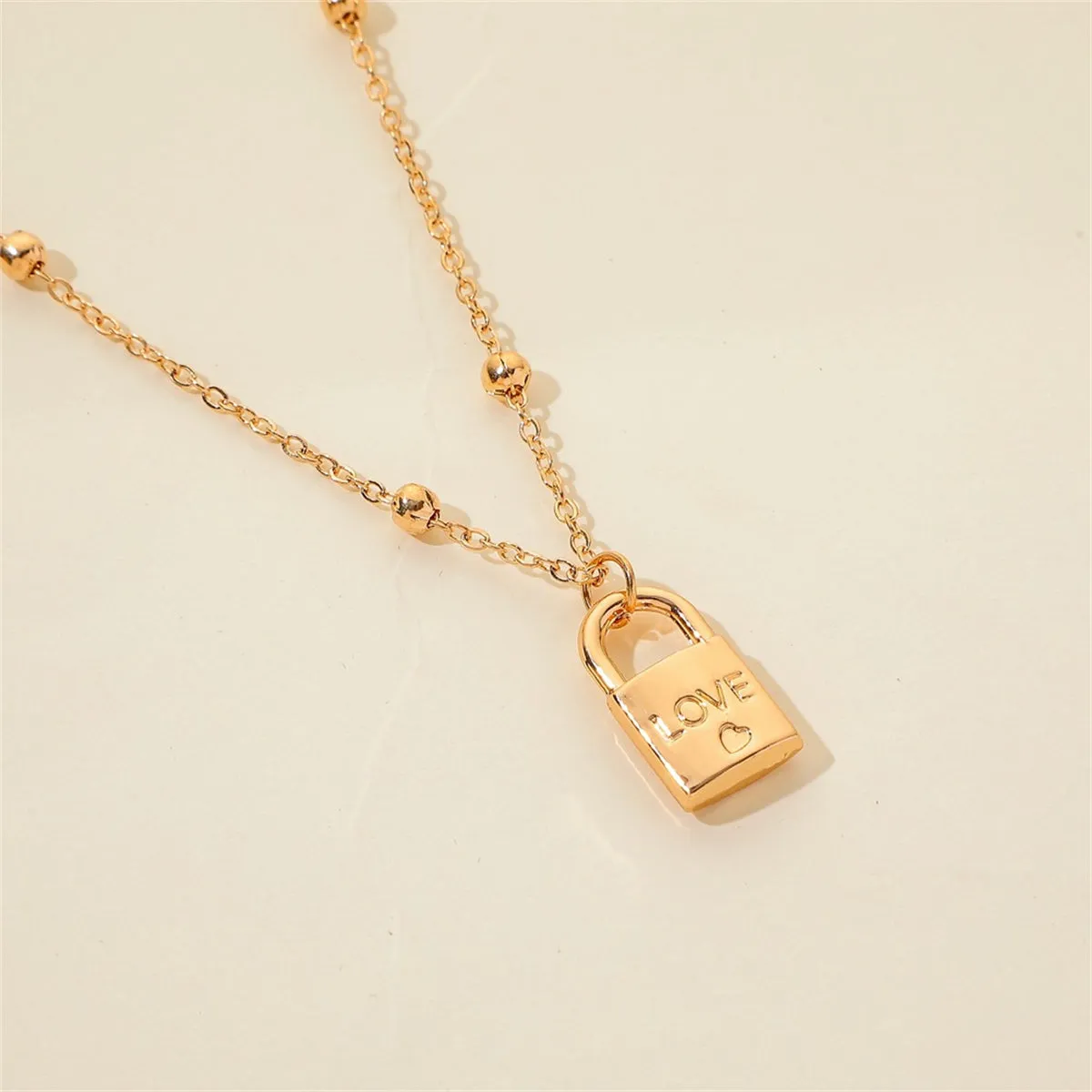 Quartz & 18K Gold-Plated Heart Lock Pendant Necklace Set