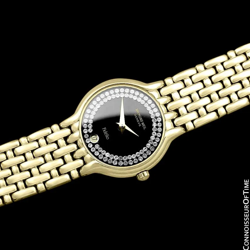 Raymond Weil Fidelio Ladies Jeweled Bracelet Watch, Ref. 4702 - 18K Gold Plated with Swarovski Crystal