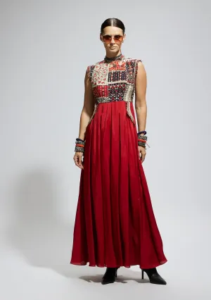 Red terracotta patchwork jumpsuit