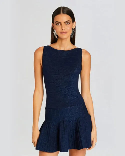 RETROFETE | Audrina Knit Dress | Metallic Navy