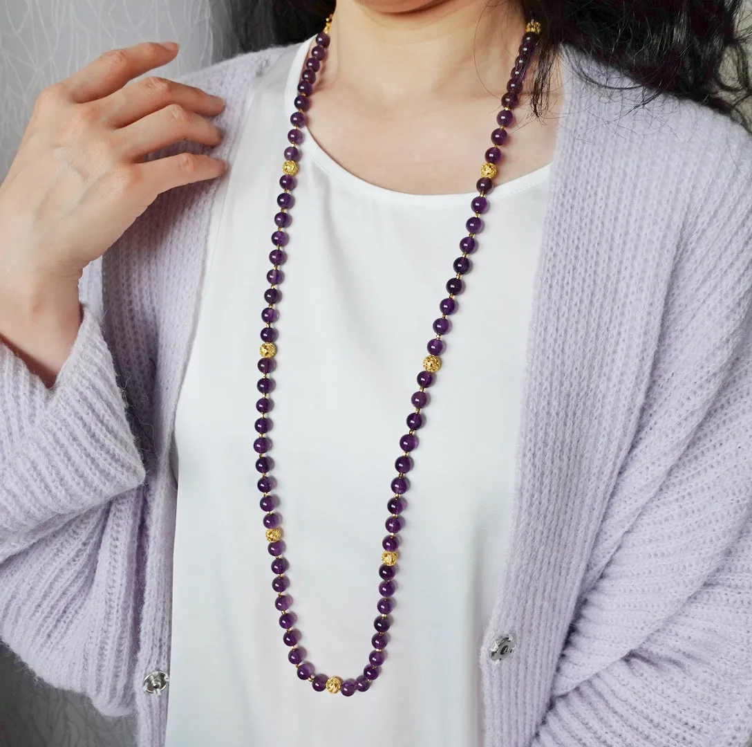 Return to Origin Multi-style Amethyst Beaded Necklace with Tassels