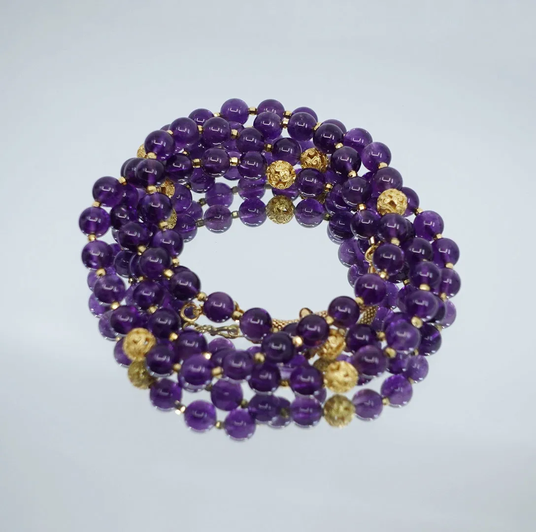 Return to Origin Multi-style Amethyst Beaded Necklace with Tassels