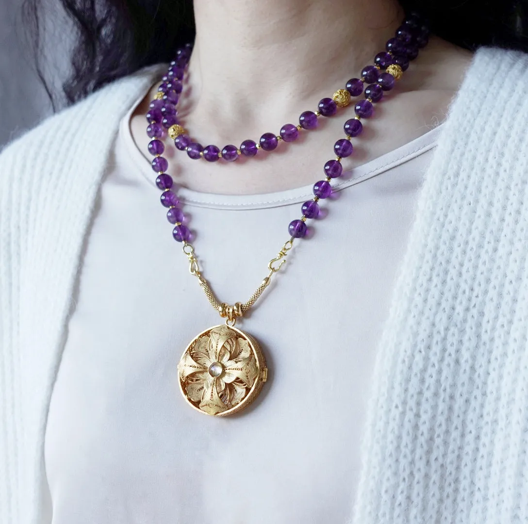 Return to Origin Multi-style Amethyst Beaded Necklace with Tassels