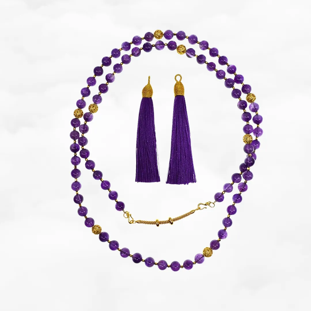 Return to Origin Multi-style Amethyst Beaded Necklace with Tassels