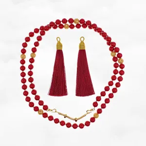 Return to Origin Multi-style Cinnabar Beaded Necklace with Tassels