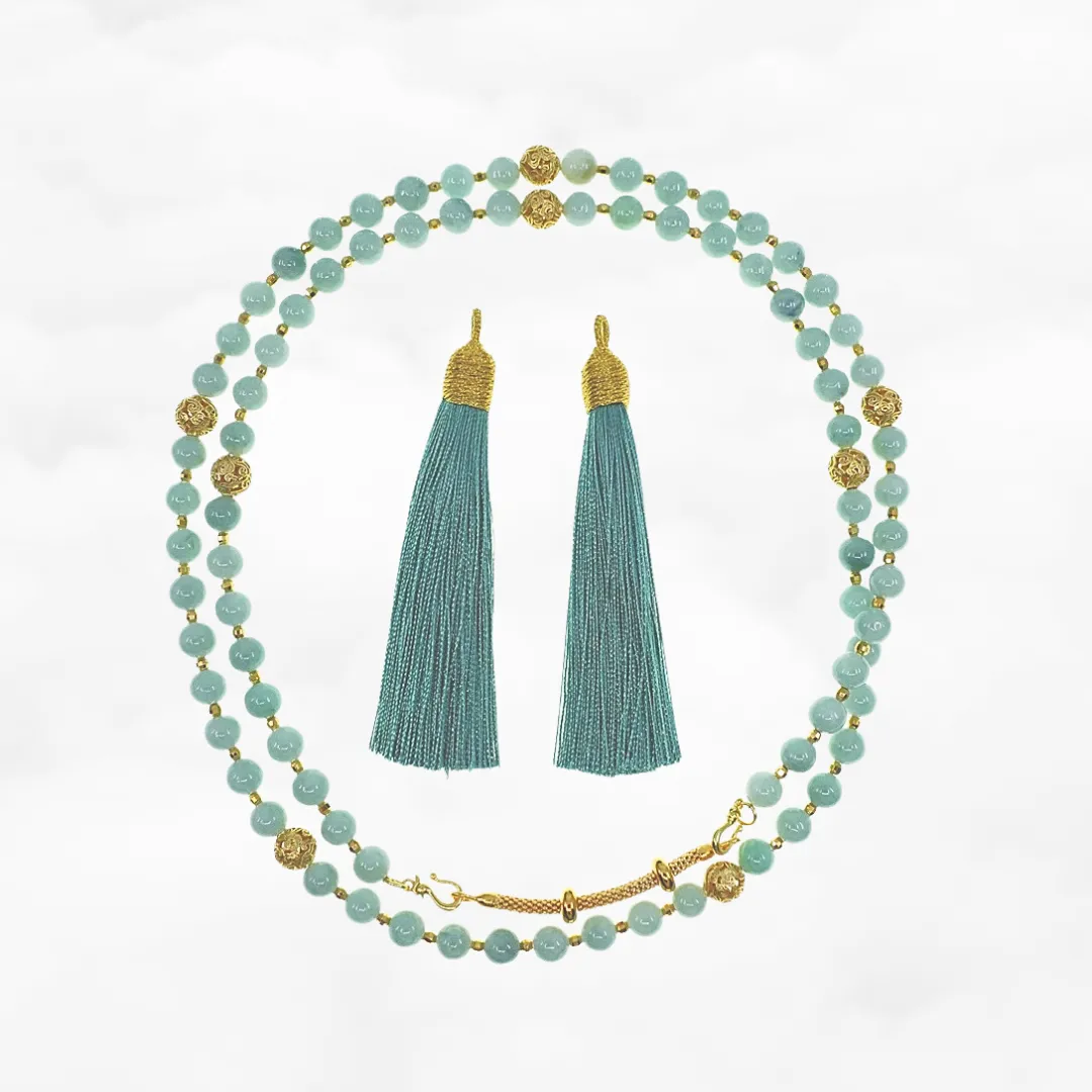 Return to Origin Multi-style Green Jadeite Beaded Necklace with Tassels