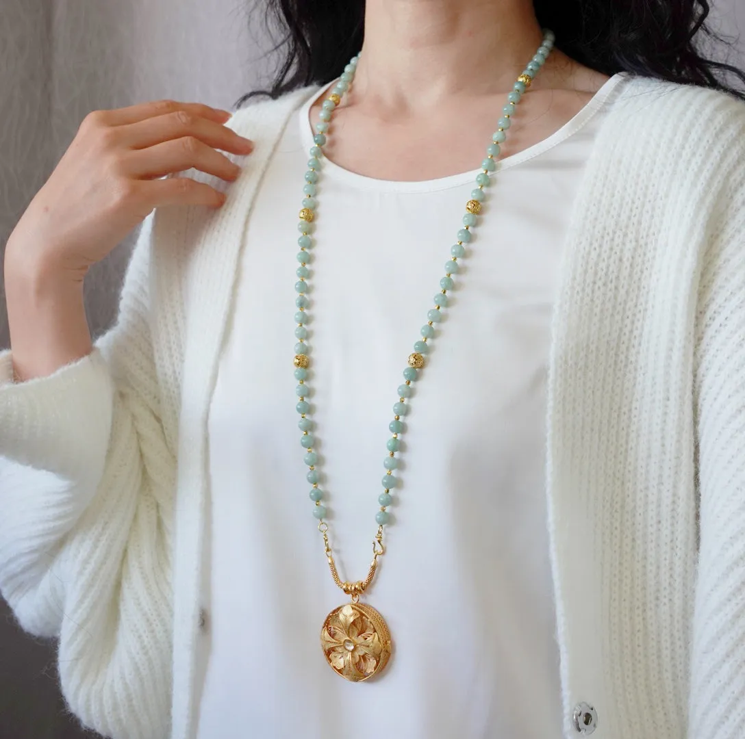 Return to Origin Multi-style Green Jadeite Beaded Necklace with Tassels