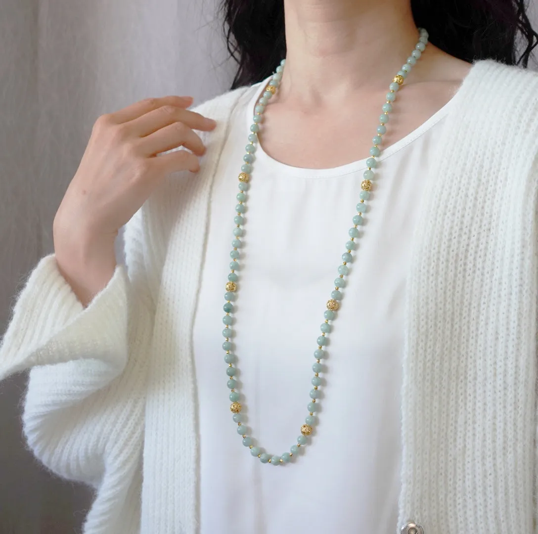 Return to Origin Multi-style Green Jadeite Beaded Necklace with Tassels