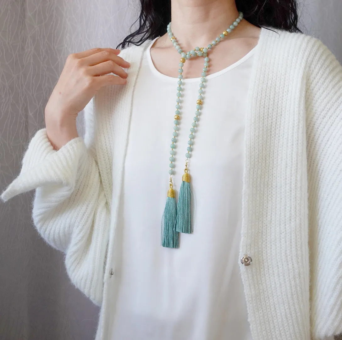 Return to Origin Multi-style Green Jadeite Beaded Necklace with Tassels
