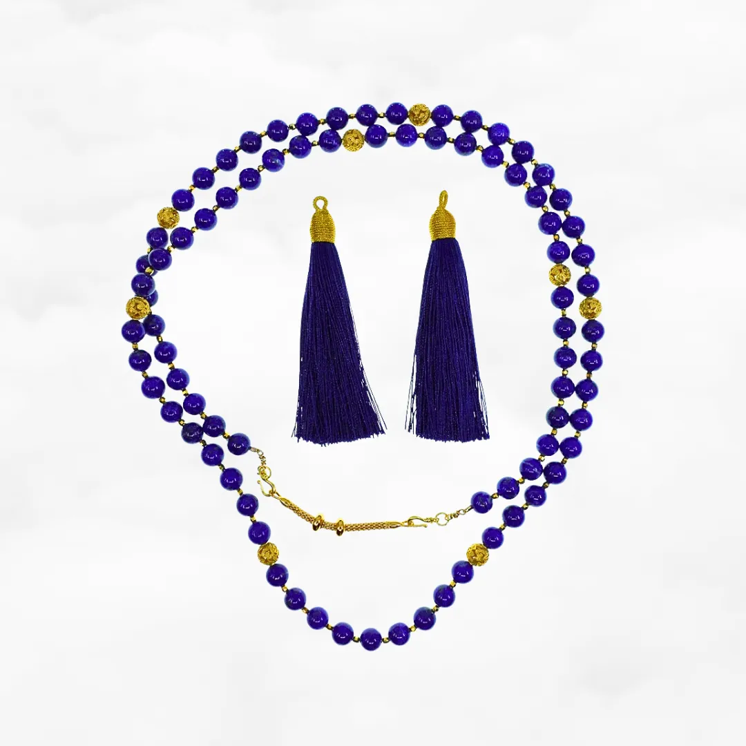 Return to Origin Multi-style Lapis Beaded Necklace with Tassels