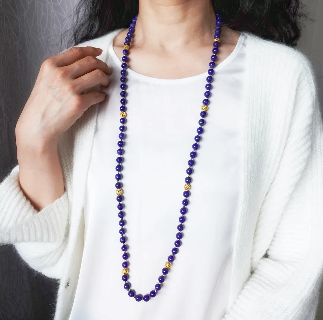 Return to Origin Multi-style Lapis Beaded Necklace with Tassels