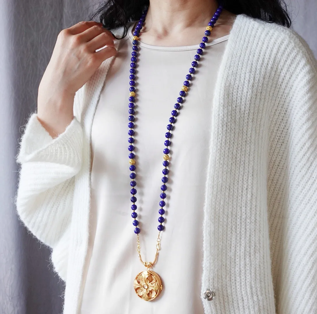 Return to Origin Multi-style Lapis Beaded Necklace with Tassels