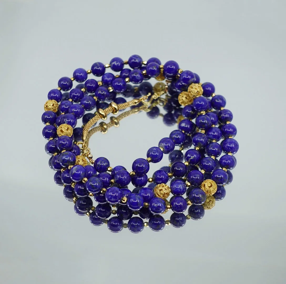 Return to Origin Multi-style Lapis Beaded Necklace with Tassels