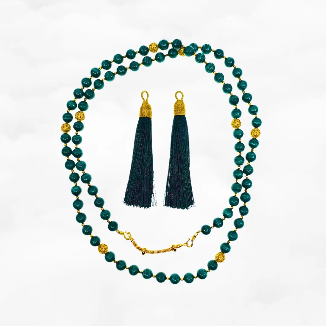 Return to Origin Multi-style Malachite Beaded Necklace with Tassels