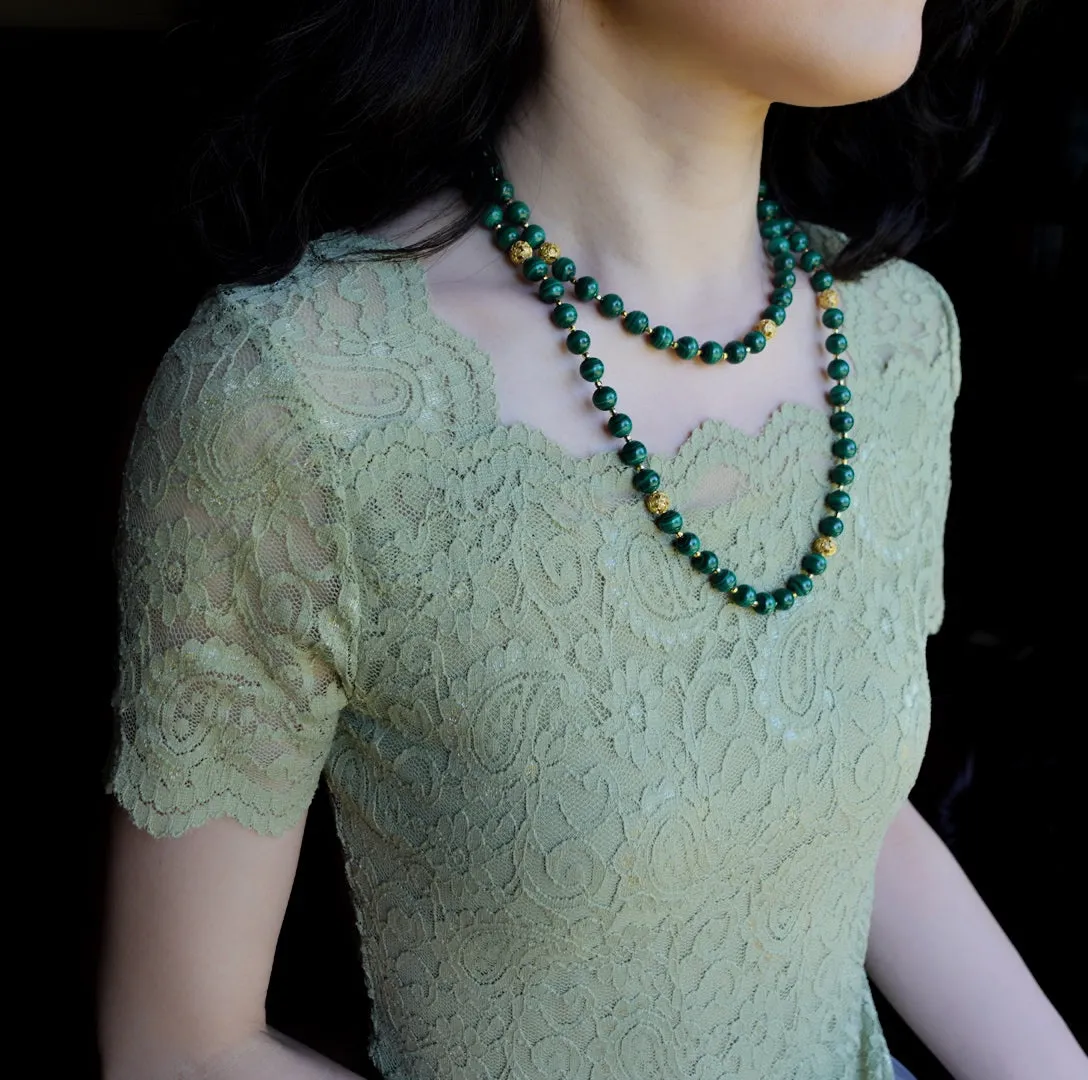 Return to Origin Multi-style Malachite Beaded Necklace with Tassels