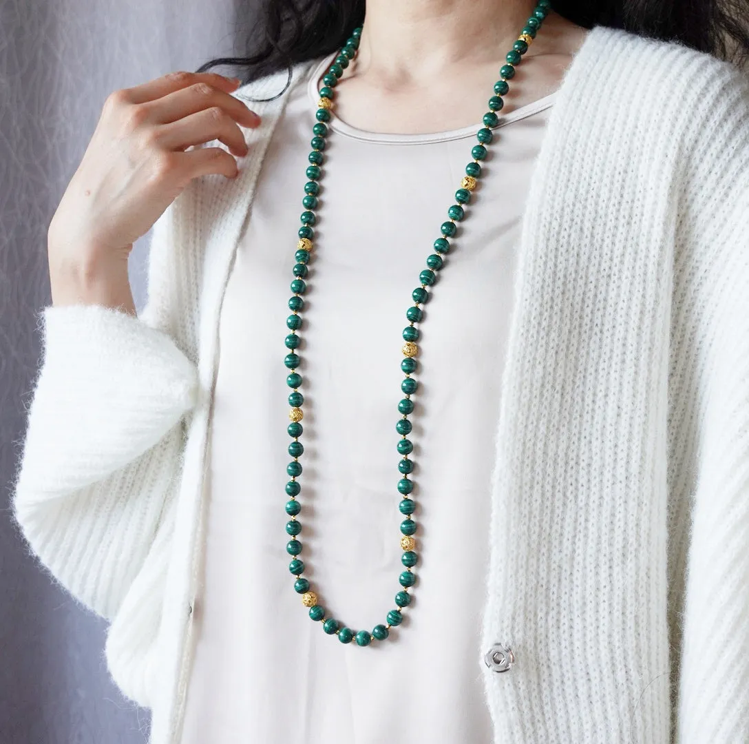 Return to Origin Multi-style Malachite Beaded Necklace with Tassels