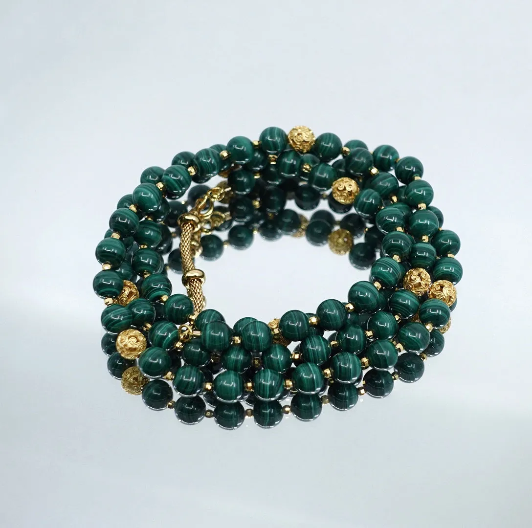 Return to Origin Multi-style Malachite Beaded Necklace with Tassels