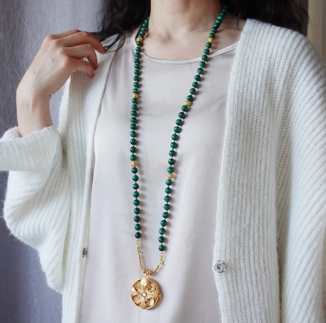 Return to Origin Multi-style Malachite Beaded Necklace with Tassels