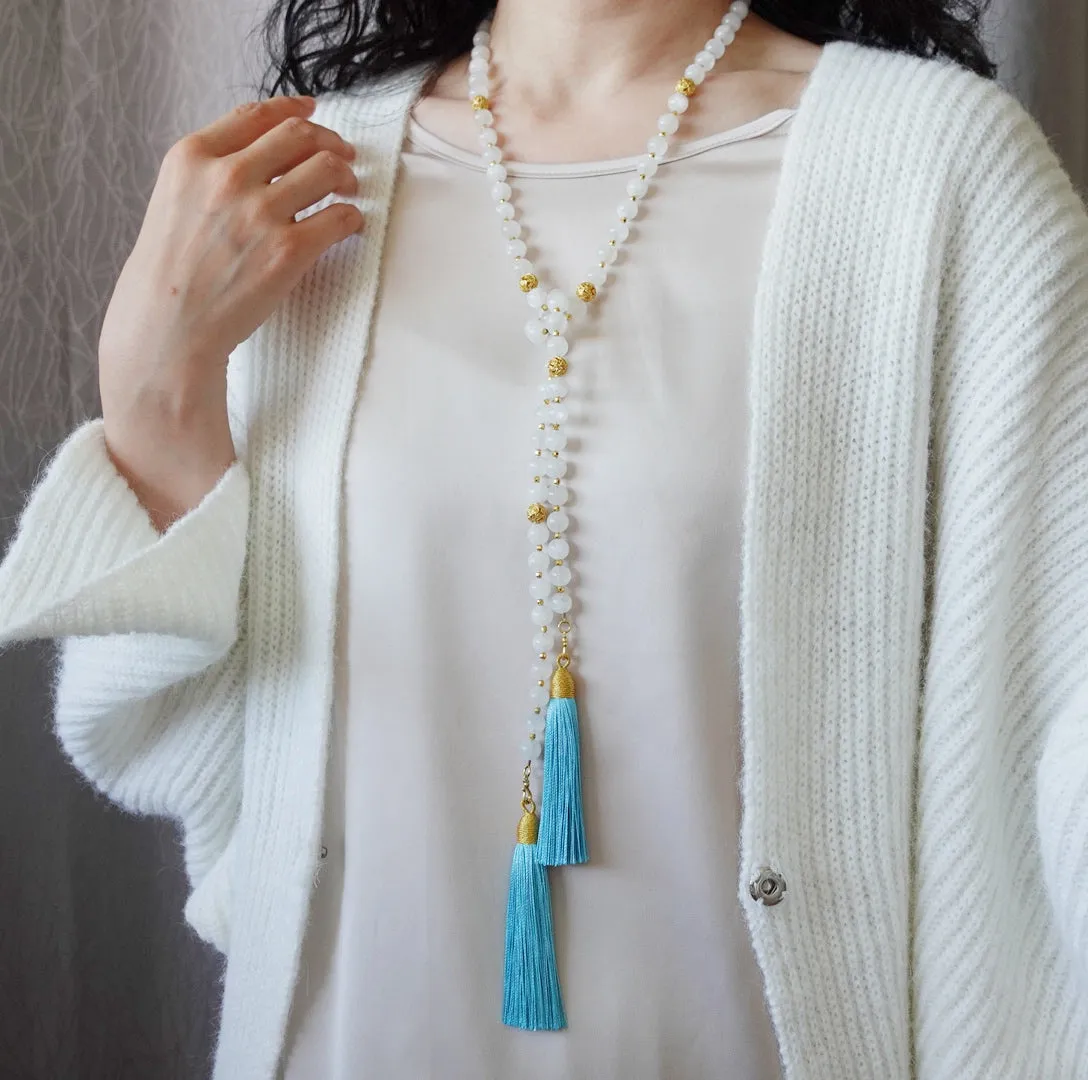 Return to Origin Multi-style Moonstone Beaded Necklace with Tassels