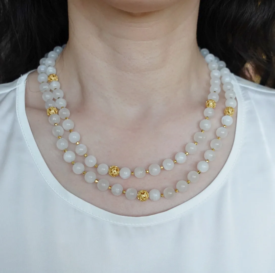 Return to Origin Multi-style Moonstone Beaded Necklace with Tassels