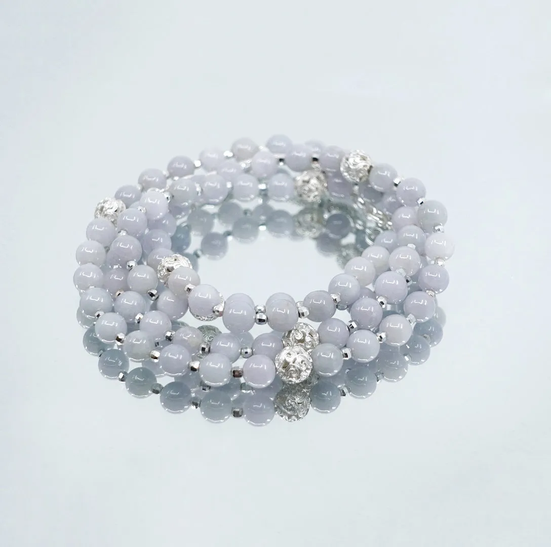 Return to Origin Multi-style Purple Jadeite Beaded Necklace and Earrings Set