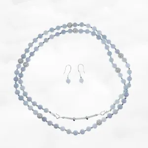 Return to Origin Multi-style Purple Jadeite Beaded Necklace and Earrings Set