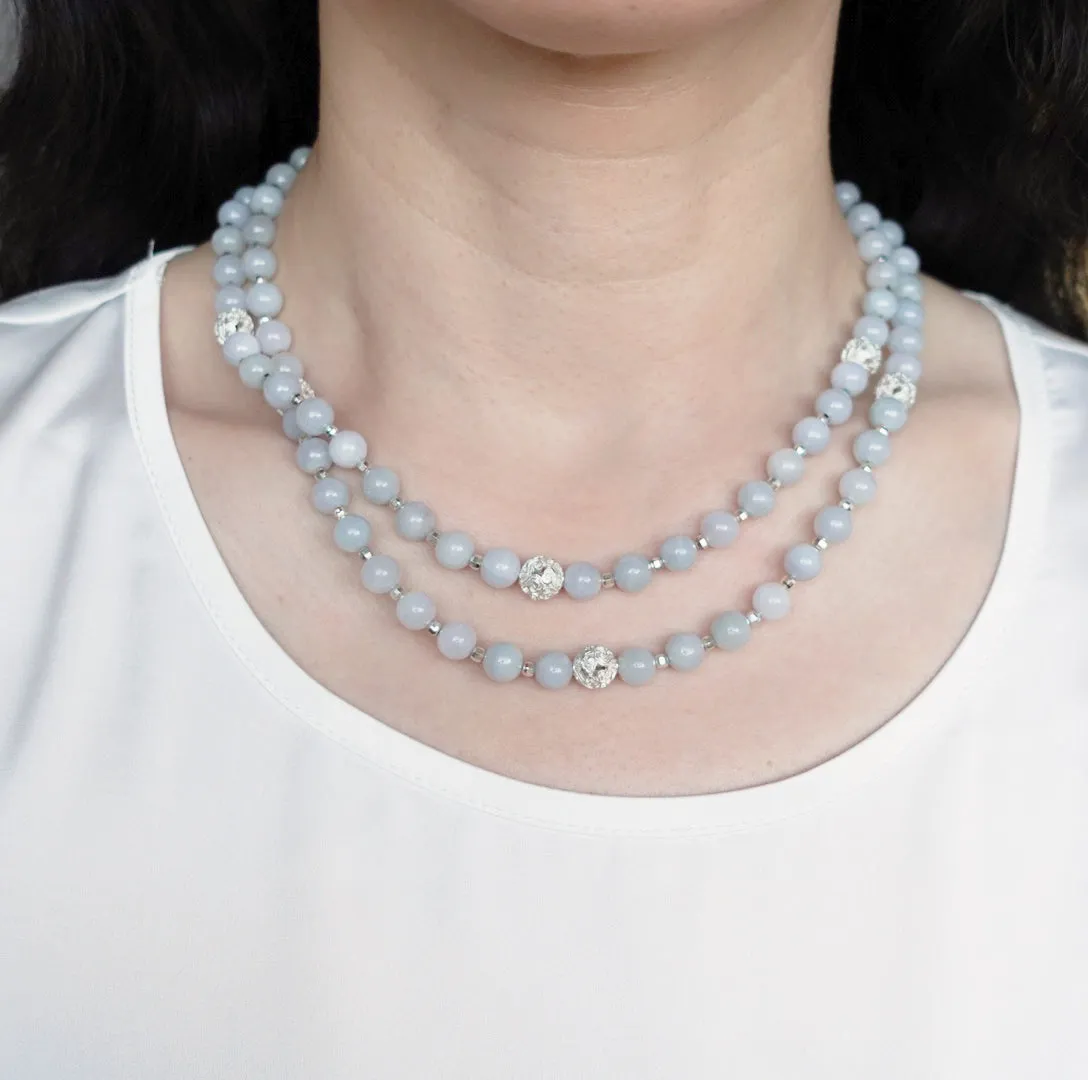 Return to Origin Multi-style Purple Jadeite Beaded Necklace and Earrings Set
