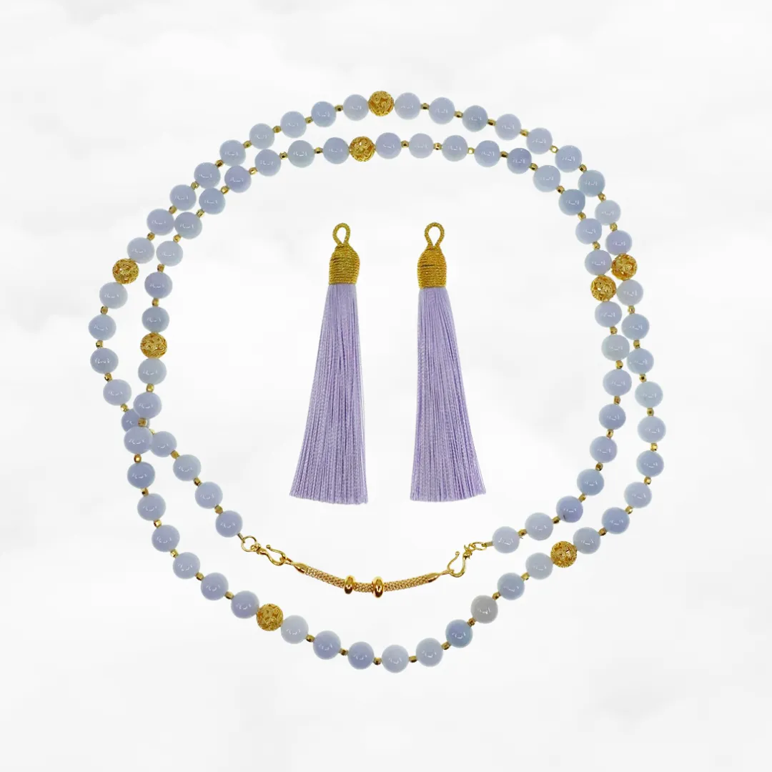 Return to Origin Multi-style Purple Jadeite Beaded Necklace with Tassels