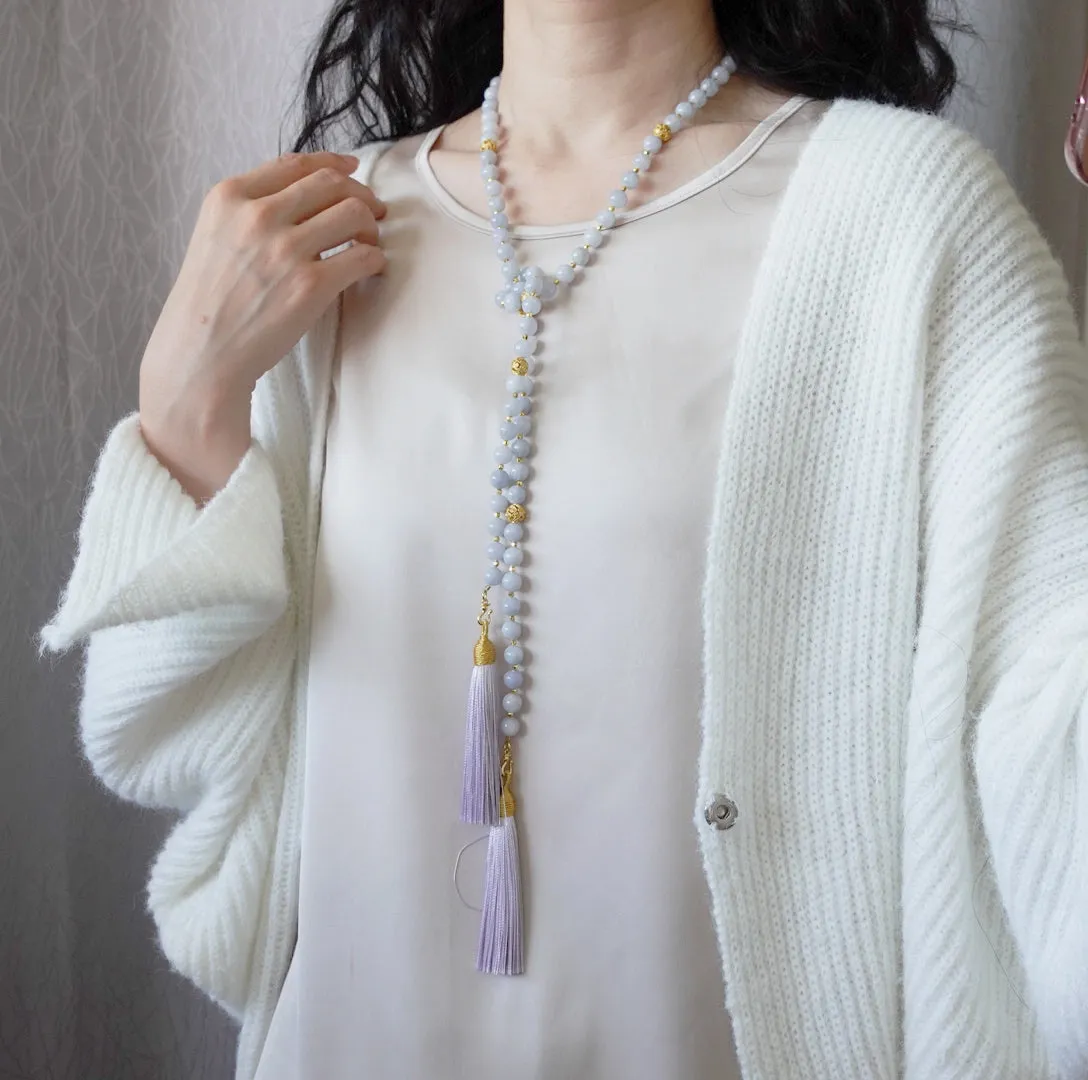 Return to Origin Multi-style Purple Jadeite Beaded Necklace with Tassels