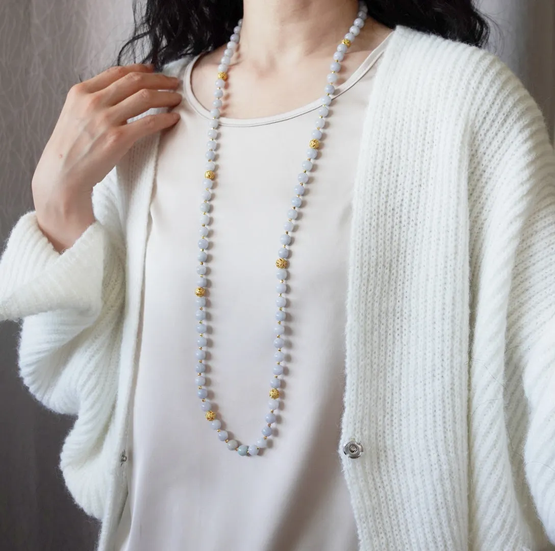Return to Origin Multi-style Purple Jadeite Beaded Necklace with Tassels