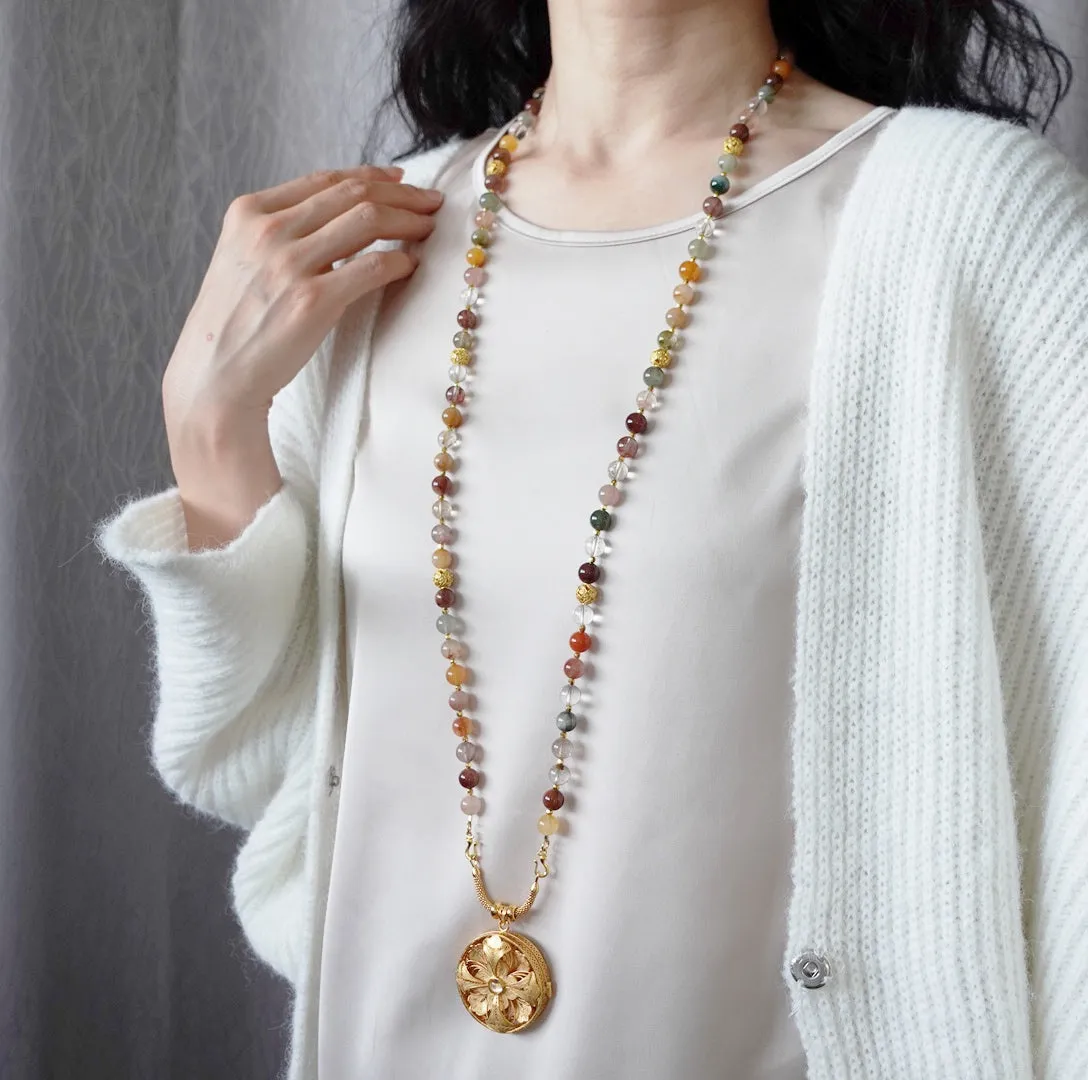Return to Origin Multi-style Rutilated Quartz Beaded Necklace with Tassels