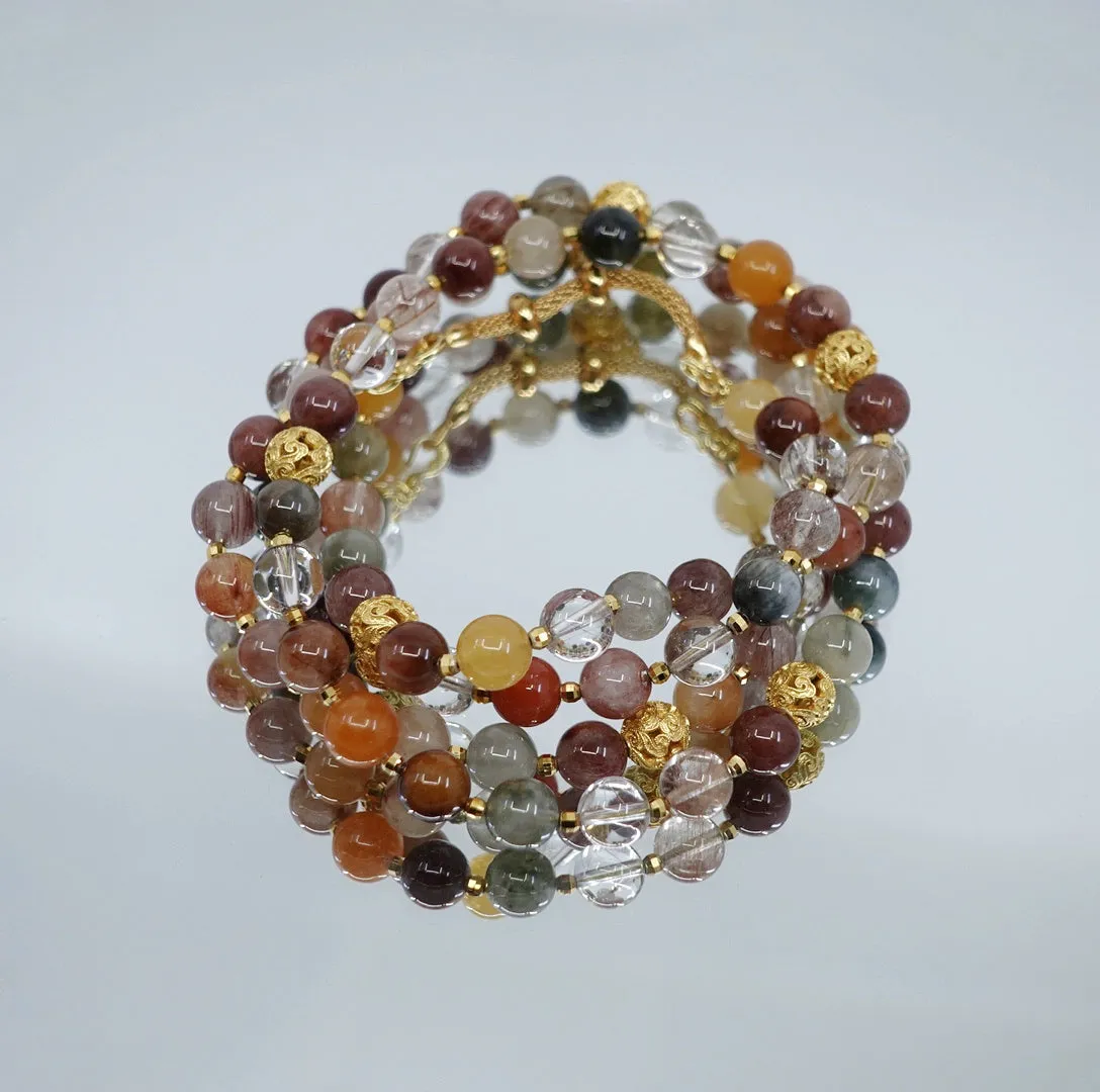 Return to Origin Multi-style Rutilated Quartz Beaded Necklace with Tassels