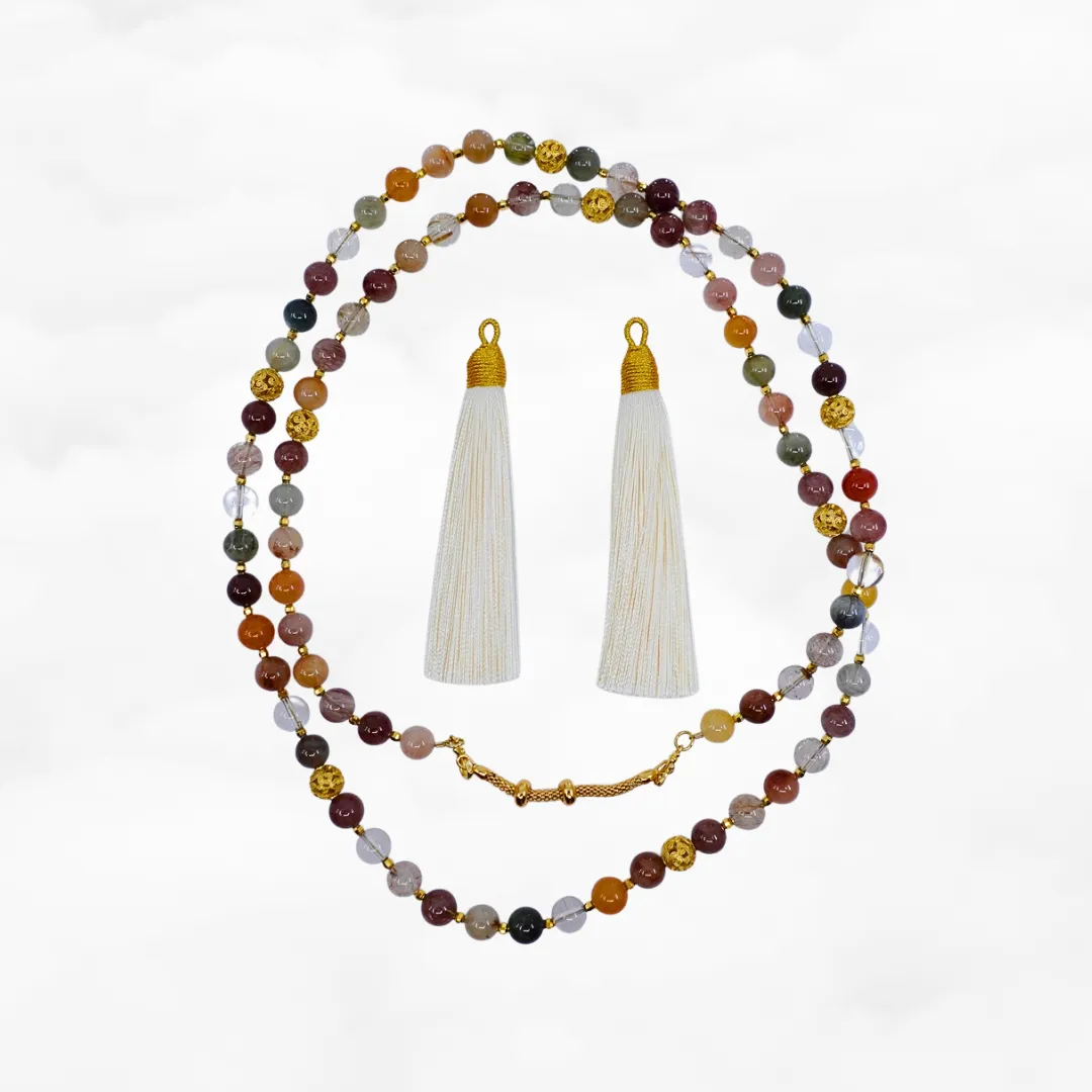 Return to Origin Multi-style Rutilated Quartz Beaded Necklace with Tassels