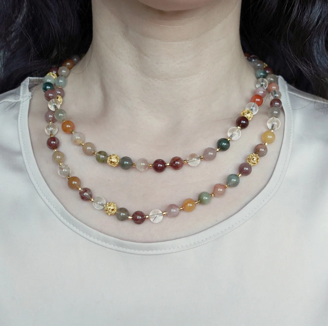 Return to Origin Multi-style Rutilated Quartz Beaded Necklace with Tassels