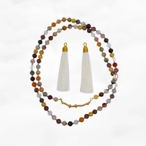 Return to Origin Multi-style Rutilated Quartz Beaded Necklace with Tassels