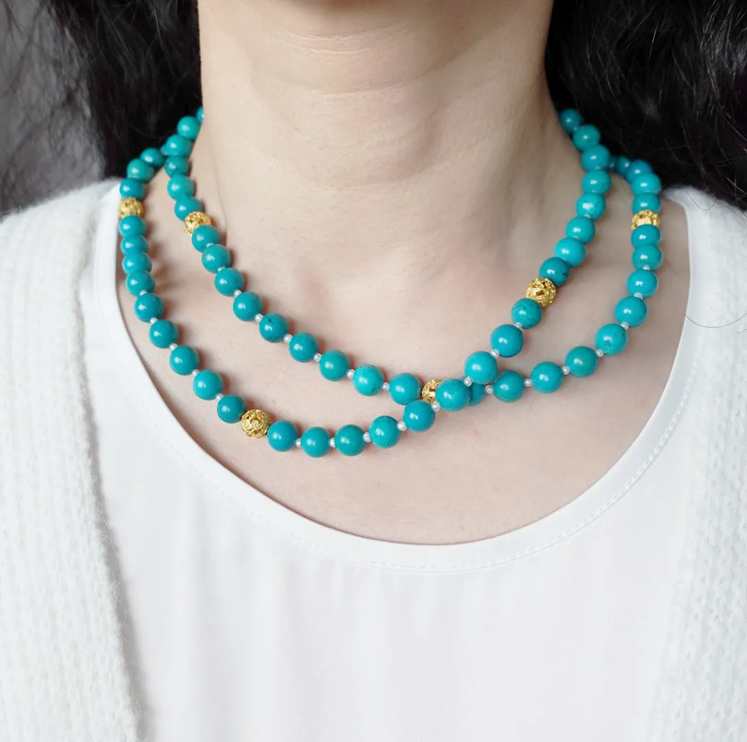 Return to Origin Multi-style Turquoise Beaded Necklace with Tassels