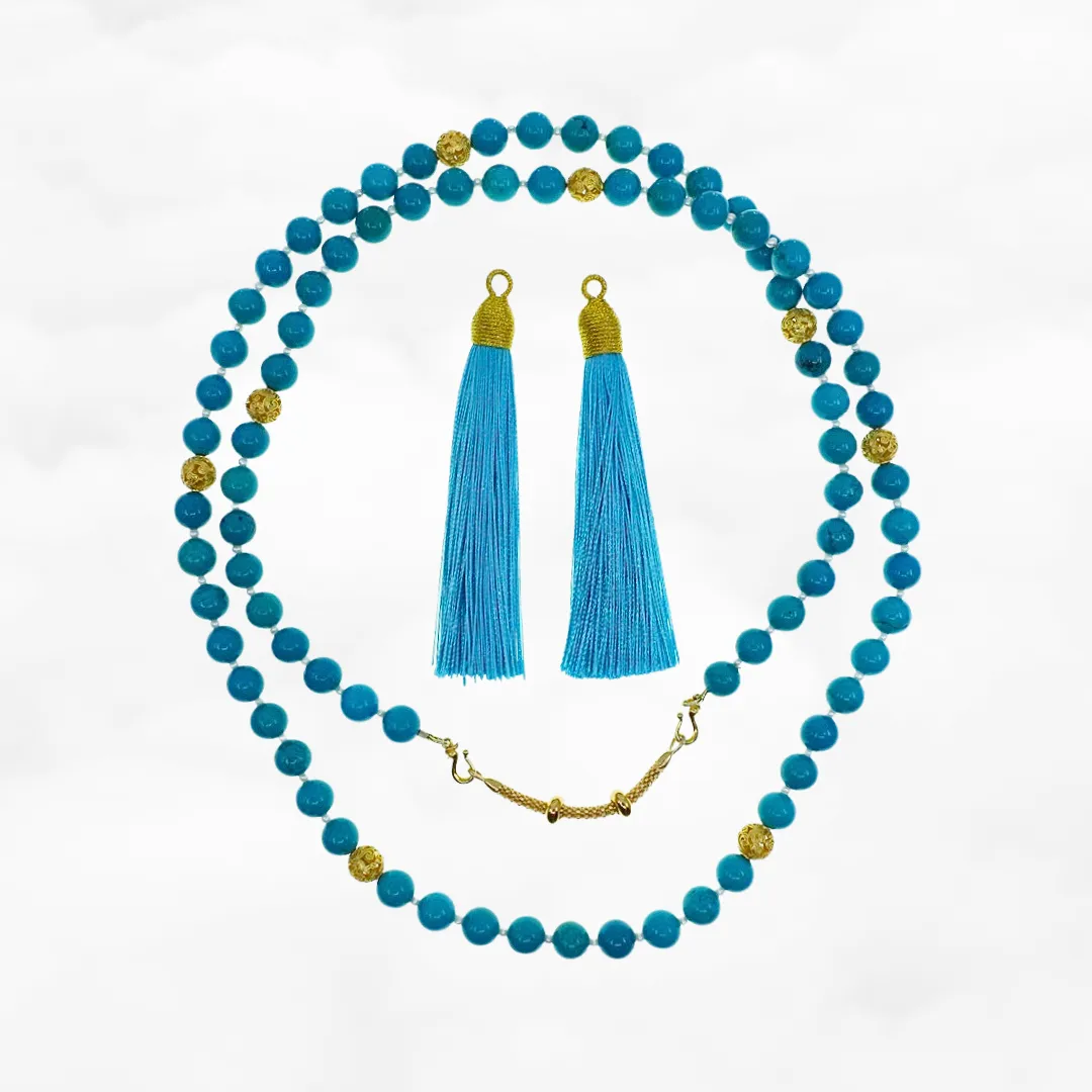 Return to Origin Multi-style Turquoise Beaded Necklace with Tassels