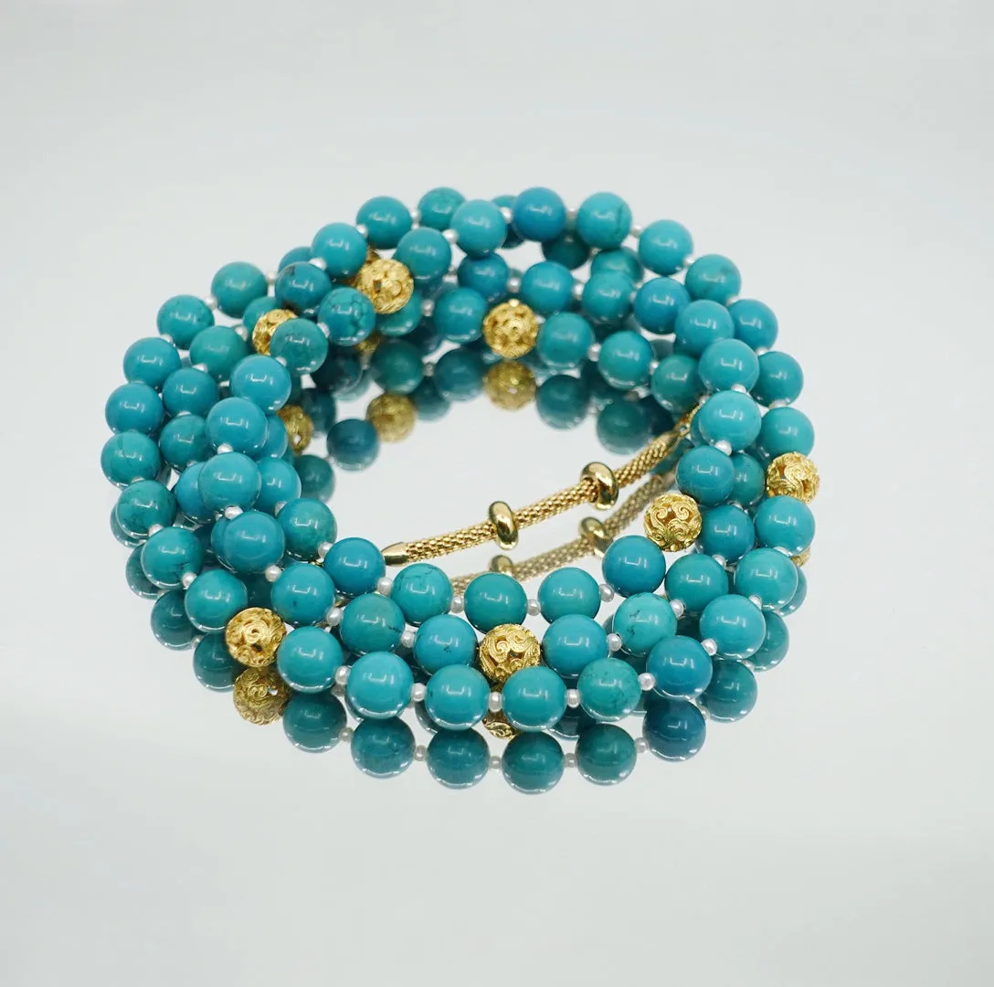 Return to Origin Multi-style Turquoise Beaded Necklace with Tassels