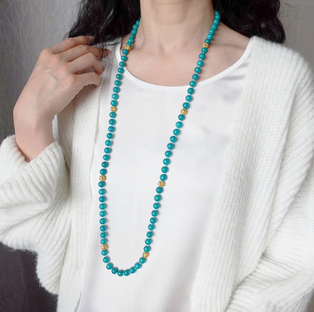 Return to Origin Multi-style Turquoise Beaded Necklace with Tassels