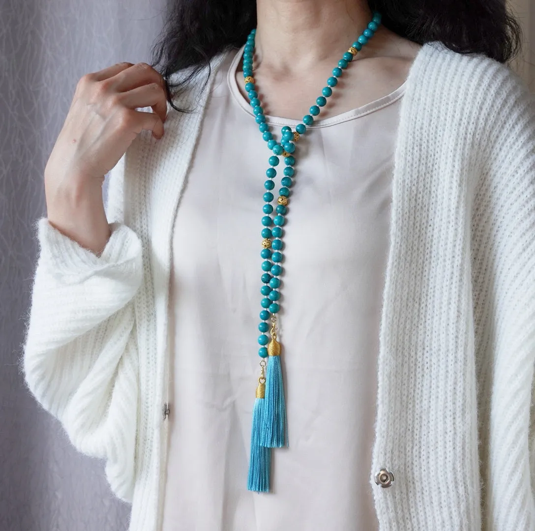 Return to Origin Multi-style Turquoise Beaded Necklace with Tassels