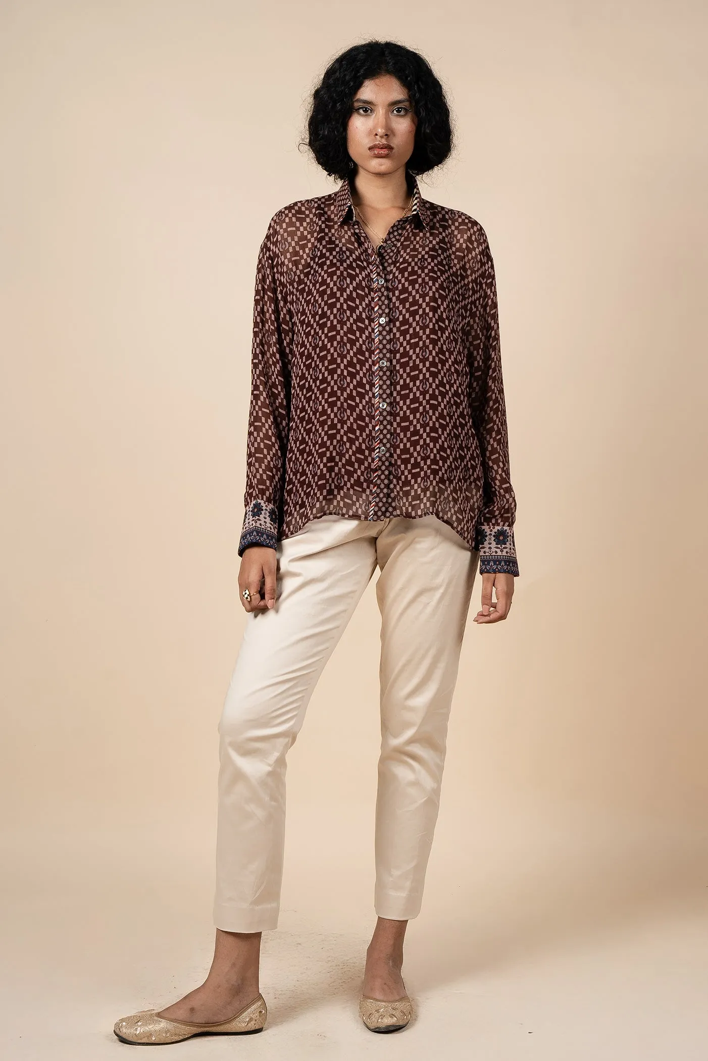 Rich Brown Printed Shirt