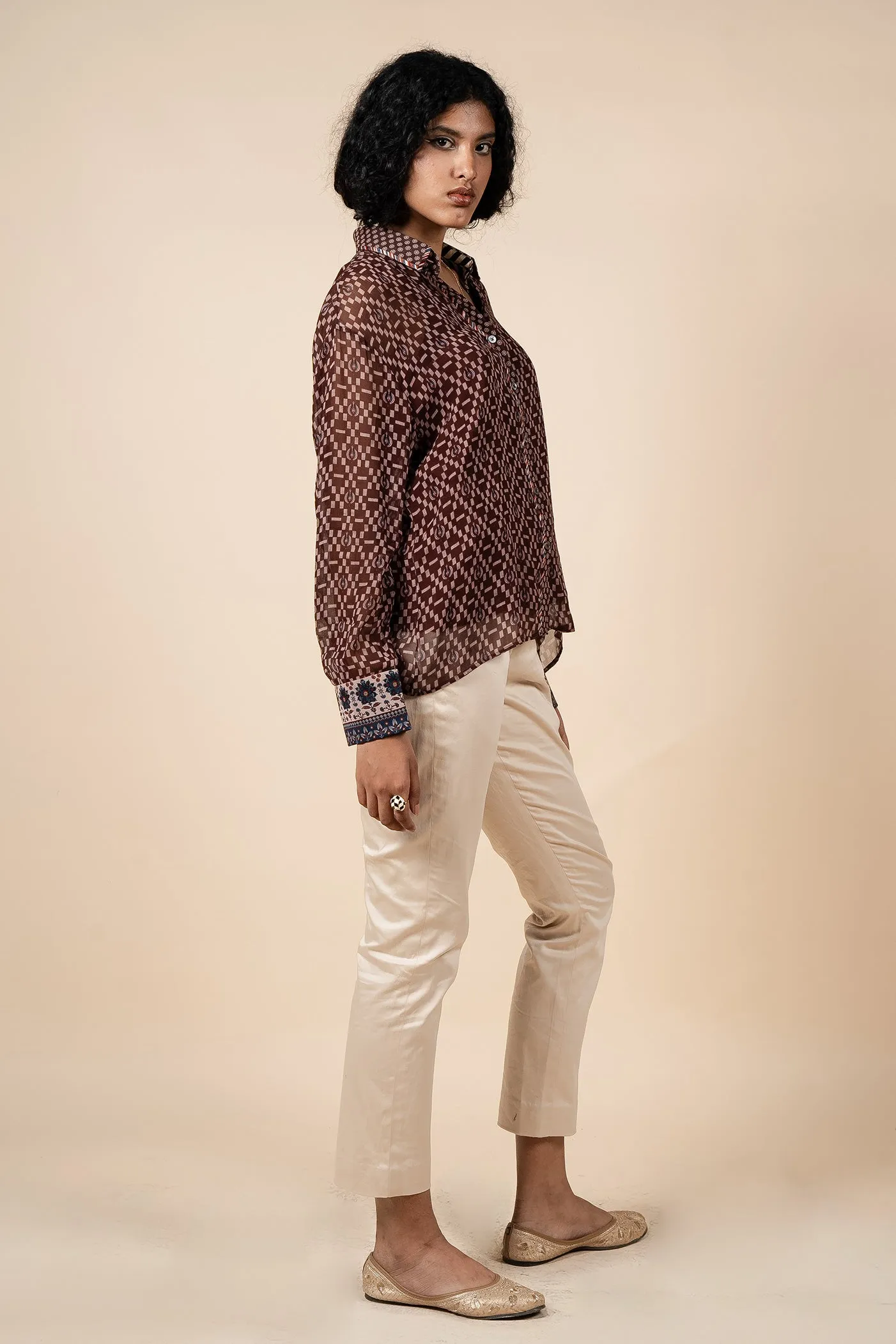 Rich Brown Printed Shirt