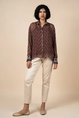 Rich Brown Printed Shirt
