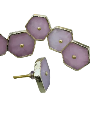Rose Quartz Cabinet Door Pull Handle - Set of 6