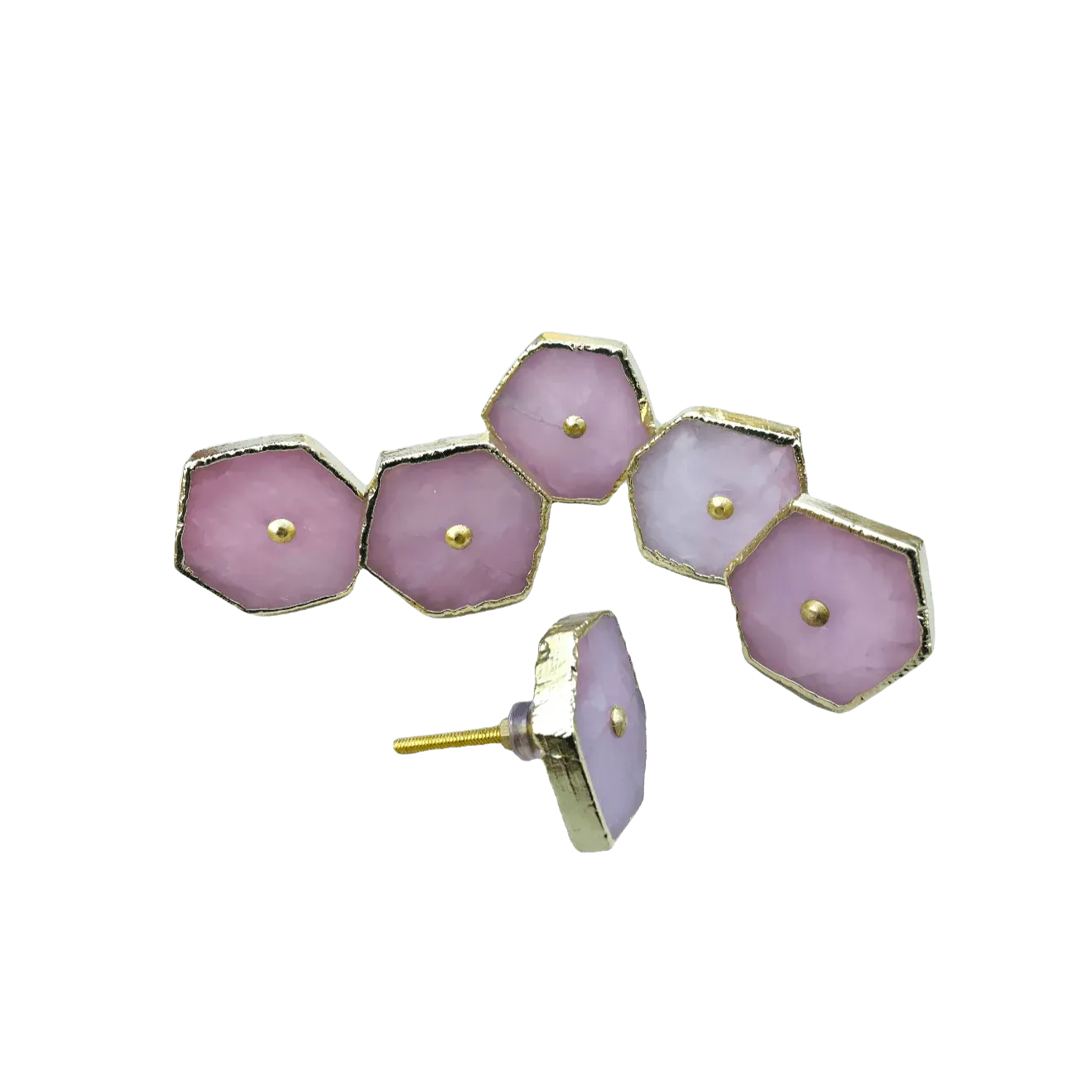 Rose Quartz Cabinet Door Pull Handle - Set of 6