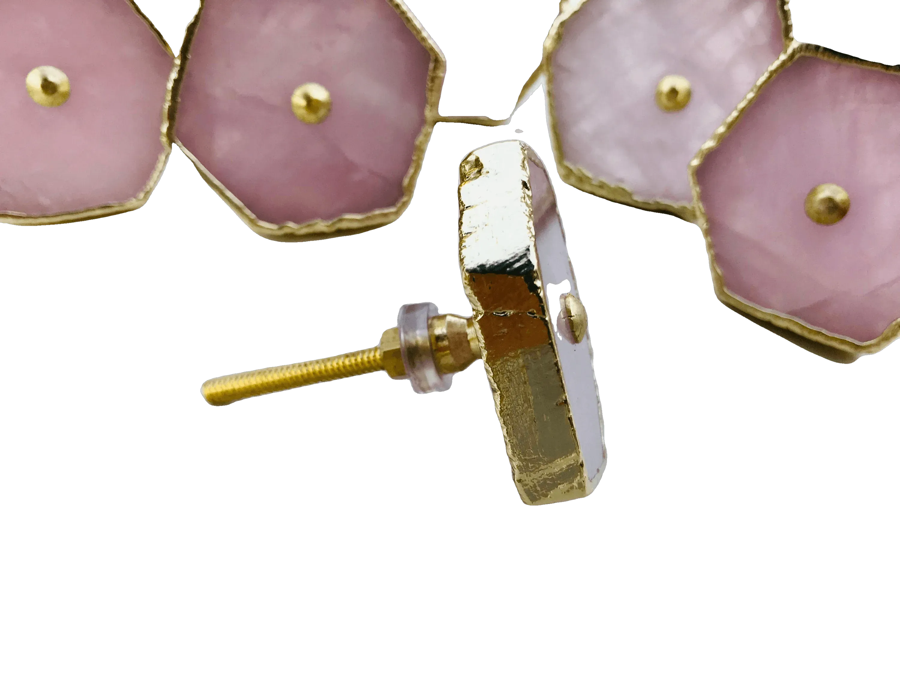 Rose Quartz Cabinet Door Pull Handle - Set of 6