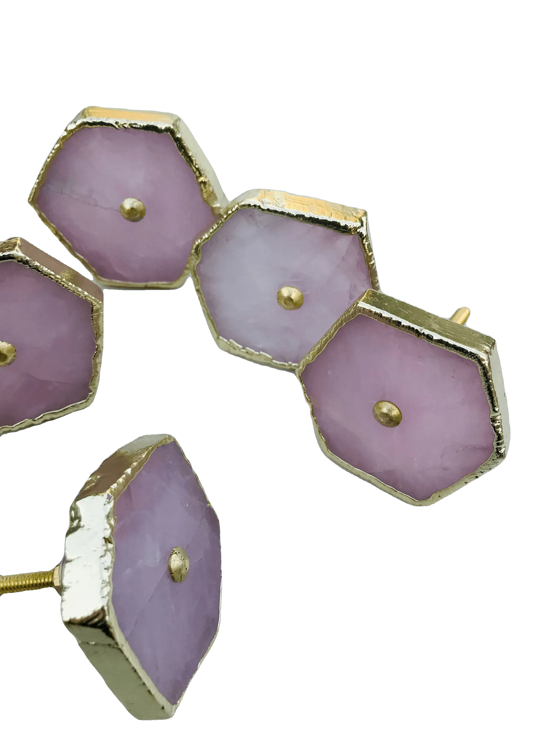 Rose Quartz Cabinet Door Pull Handle - Set of 6
