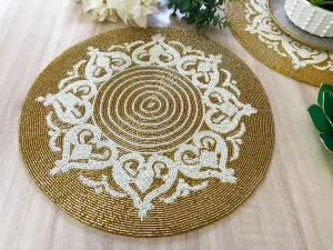 Royal Gold and White Beaded Placemat