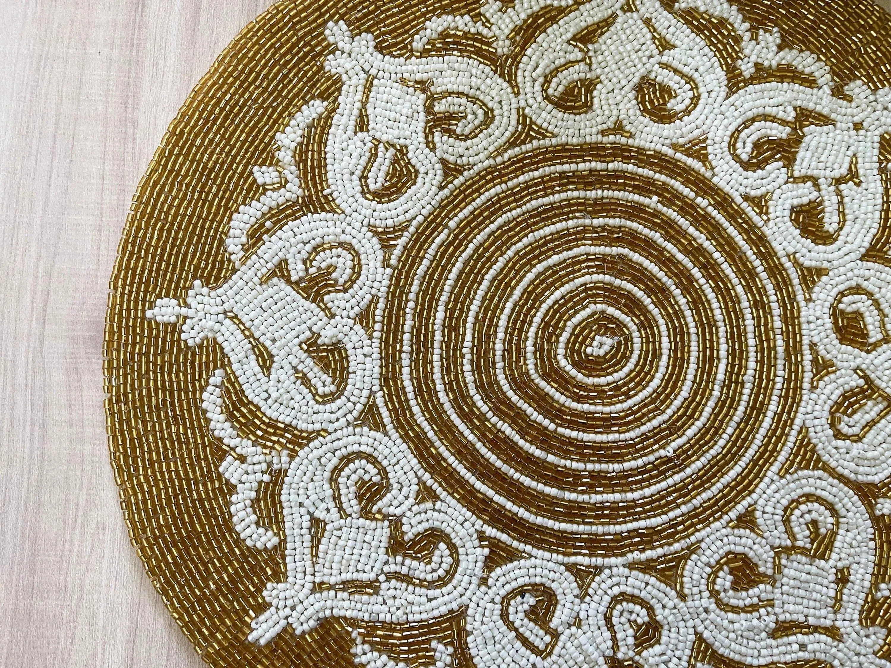 Royal Gold and White Beaded Placemat